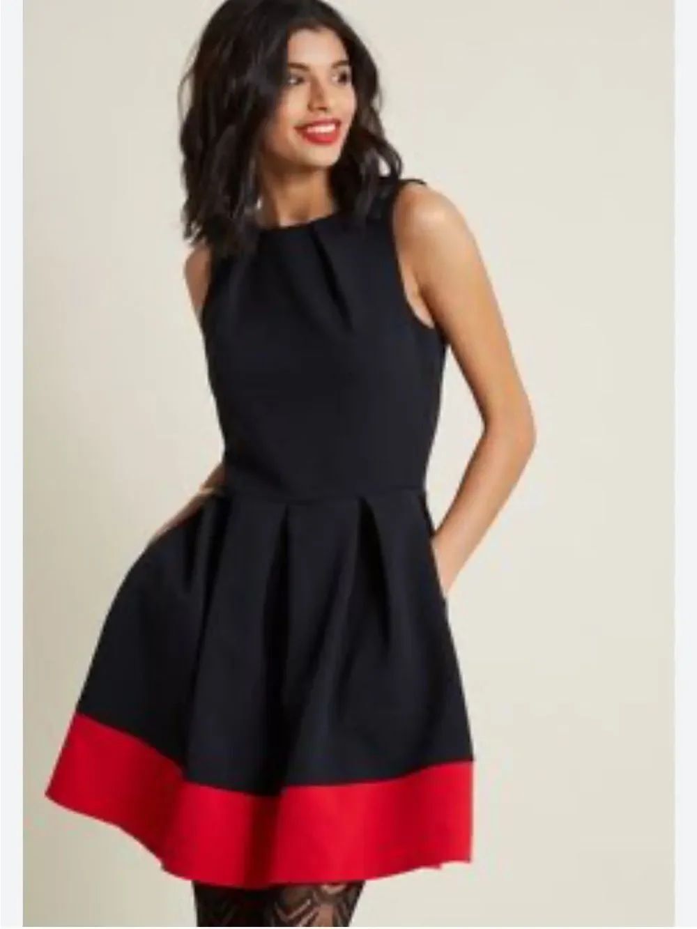 Closet London Black Red Fit and Flare Mini Dress Women’s 12